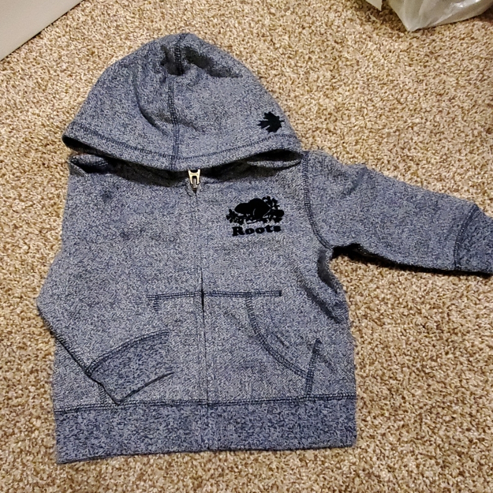 Roots zip up hoodie-heathered blue